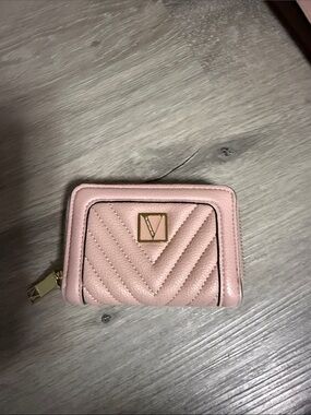 Victoria's Secret Pink Quilted Mini Wallet with Gold V Logo